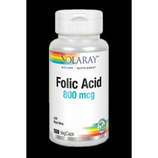 Solaray Acido Folico 800 Mcg. 100 Capsulas