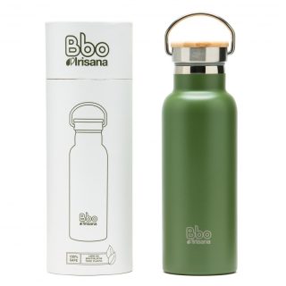 Irisana Botella Bbo Termo Inox Verde Tapon Bambu 500ml