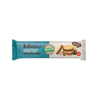 Biocop Galletas Deliciosas Rellenas de Chocolate Negro 150 Gramos