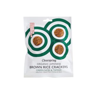 Clearspring Crackers De Arroz Integral Con Algas Nori Verdes Y Tamari 40 g