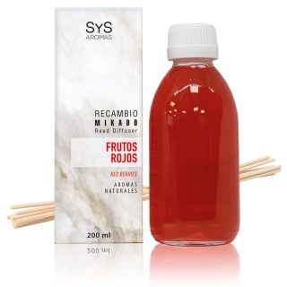 Recambio Mikado Frutos Rojos 200ml + Palos Mármol SYS Aromas