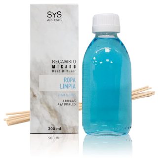 Recambio Mikado Ropa Limpia 200ml + Palos Mármol SYS Aromas