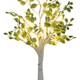 Arbol Led Con Hojas Y Ramas Decoracion Fiestas 65cm