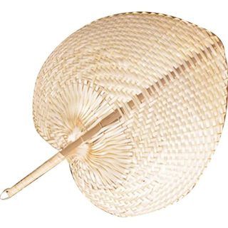 Abanico Decorativo En Mimbre Estilo Hoja De Palma Corazón