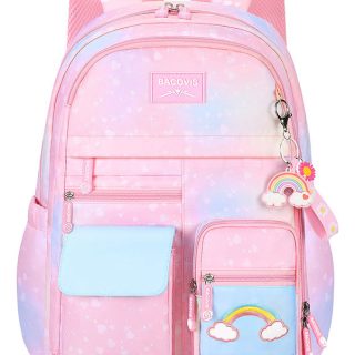 Mochila Escolar Infantil Niña Arcoiris Impermeable