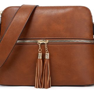 Bolso Cartera Bandolera Dama Doble Cierre Exterior Cuero Pu