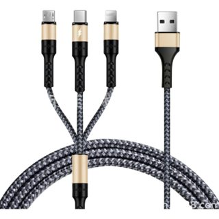 Cargador Reforzado 3 En 1 Microusb Tipo C Compatible iPhone