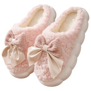 Pantufla Invierno Toda En Corderito Super Calentitas Moña