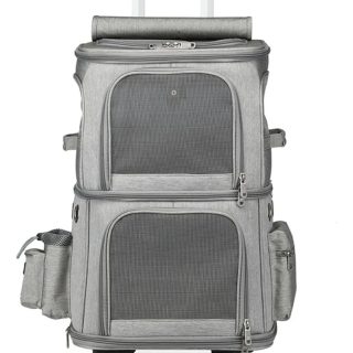 Mochila Carrito Transportador Gatos Dos Pisos Con Ruedas