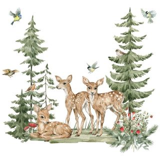 Vinilo Decorativo De Pared Ciervos En El Bosque