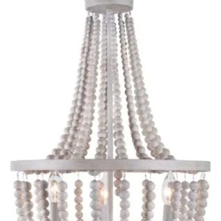 Lampara Araña De Techo Luminaria Colgante Cuentas De Madera