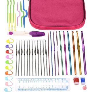 Set Crochet 22 Agujas Crochet Con Estuche Y Accesorios