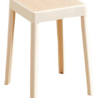 Taburete Banco Banqueta De Plastico Y Rattan Apilable