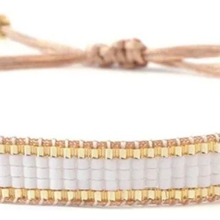Pulsera Gold Mostacillas Vidrio Diseño Ajustable