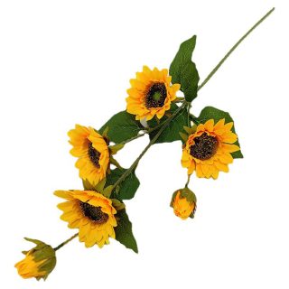 Planta Ramo Girasol Artificial 5 Flores 70 Cm