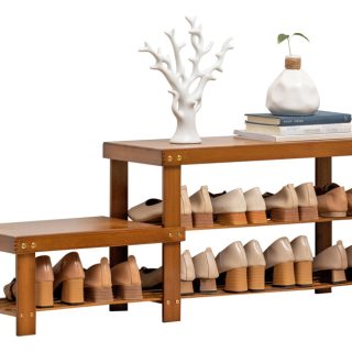 Zapatero Con Asiento Dos Estantes Organizador Zapatos Grande