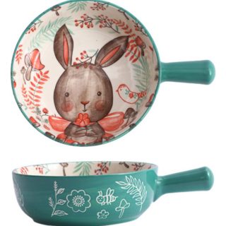 Plato Hondo Estilo Cazuela Copetin Cerámica Con Asa 15cm