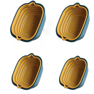 Set X4 Colador Pasta Alimentos Vegetales Con Recipiente