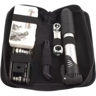 Kit De Herramientas Bicicleta Reparación Con Inflador Gris