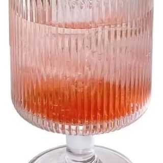 Vaso Copa De Vidrio Con Pie A Rayas Transparente