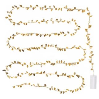 Guia Led Hojitas Dorada Decorativa Con Luz Planta Decoracion