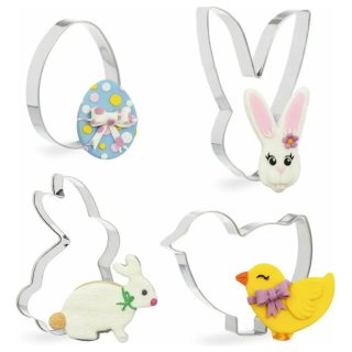 Set De 4 Cortantes Pascuas En Acero Inoxidable