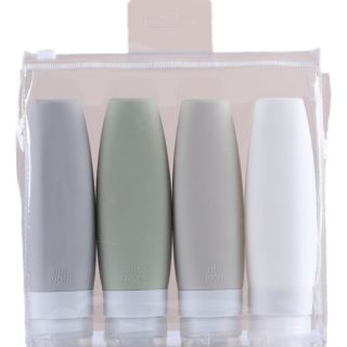 Pack X4 Botella Para Cosmeticos Viaje Avion 90ml + Bolsa