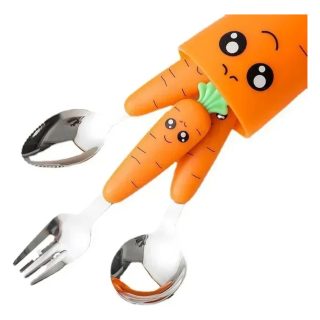 Set Cuchara Tenedor Y Cuchara Cuchillo Niños Con Estuche