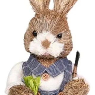 Adorno Decoracion Conejo De Pascuas Jardinero Zanahoria 30cm