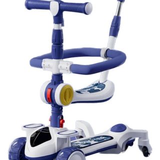 Monopatin Infantil 3en1 Plegable C/luces Y Palanca De Empuje