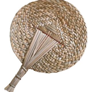 Abanico Decorativo En Mimbre Estilo Hoja De Palma A Mano