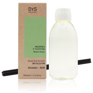 Recambio Mikado Madera y Vetiver 200ml + Palos 1991 SYS Aromas