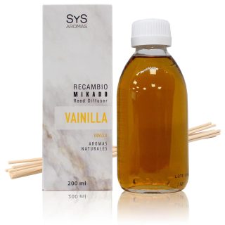 Recambio Mikado Vainilla 200ml + Palos Mármol SYS Aromas