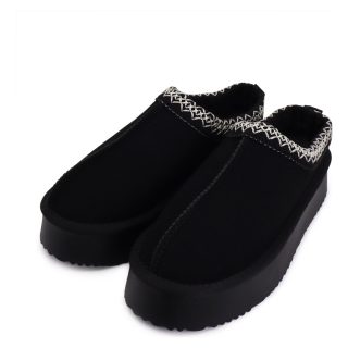 Pantufla Cerrada Con Corderito Con Plataforma Estilo Sueco