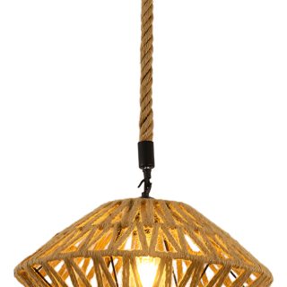 Lampara Colgante De Cuerda Y Metal Rustico Op2