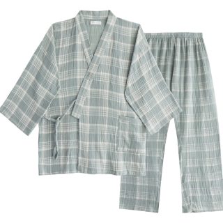 Pijama Ropa De Casa Estilo Kimono Para Adulto A Cuadros