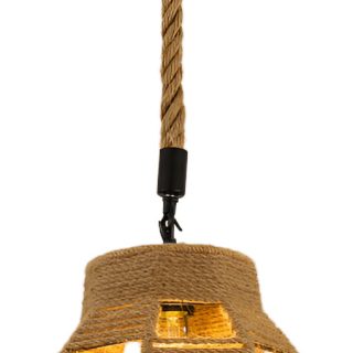 Lampara Colgante De Cuerda Y Metal Rustico Op1