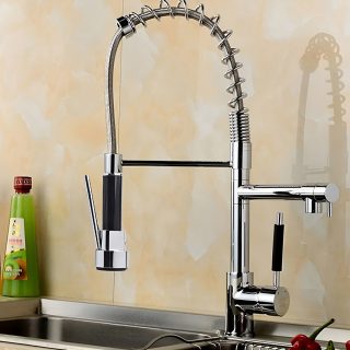 Canilla Cocina Monocomando Flexible Doble Pico Cocina