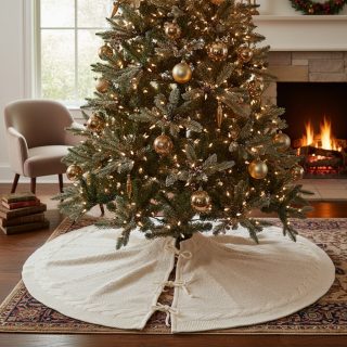 Falda Árbol De Navidad Tejida Trenzada 92cm