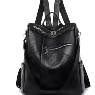 Cartera Mochila Urbana En Cuero Pu Bolsillo Externos