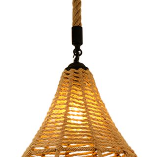 Lampara Colgante De Cuerda Y Metal Rustico Op3