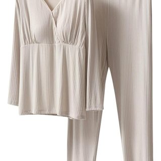 Pijama Largo Maternal Y Lactancia 2 Piezas Ropa Para Dormir