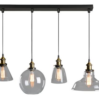 Lampara Colgante De Techo Con Pantallas De Vidrio Elegante