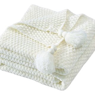 Manta De Lana Con Borlas Throw Blanket Sofa 110x150cm