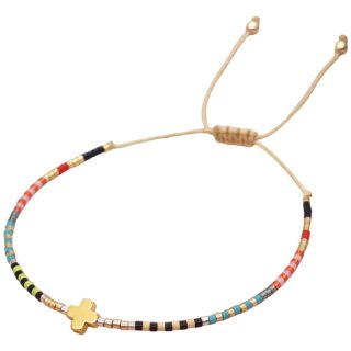 Pulsera Delicada En Mostacillas Varios Colores Moderna Cruz