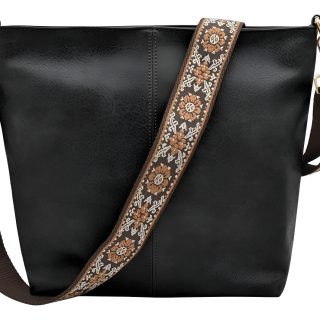 Bolso Cartera Cuero Alta Calidad Gran Capacidad Asa De Tela