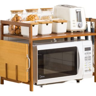 Estante Organizador De Bambu Para Microondas Cocina