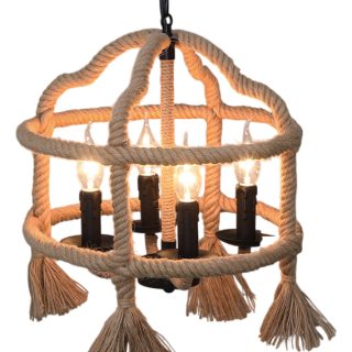 Lampara Colgante De Techo Cuerda Sogas Rustico