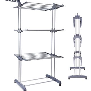 Tendedero Para Ropa Plegable Ropa Tender 3 Niveles C/ruedas