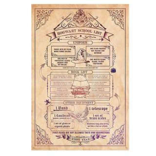 Póster Lista De Escuela Harry Potter